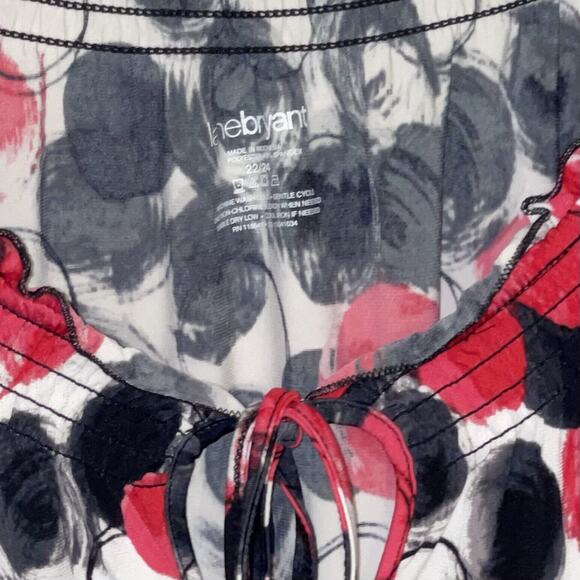 Women’s Lane Bryant Tunic Blouse Cover-Up Dropped Waist Tie Neck Plus Size 22/24 - Picture 2 of 4